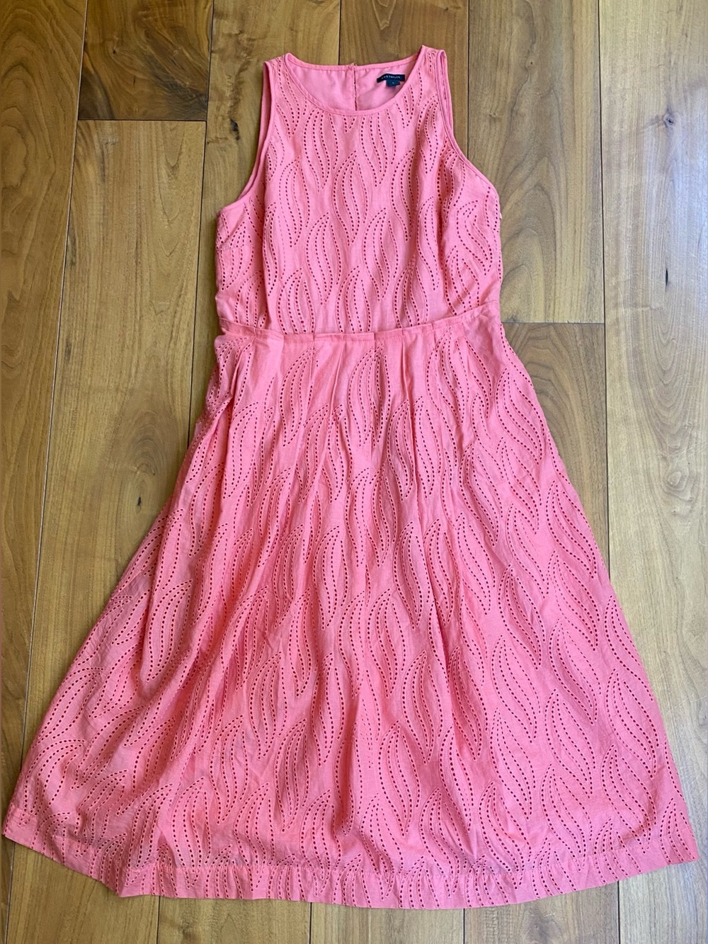Ann Taylor Coral Pink Eyelet A-Line Dress